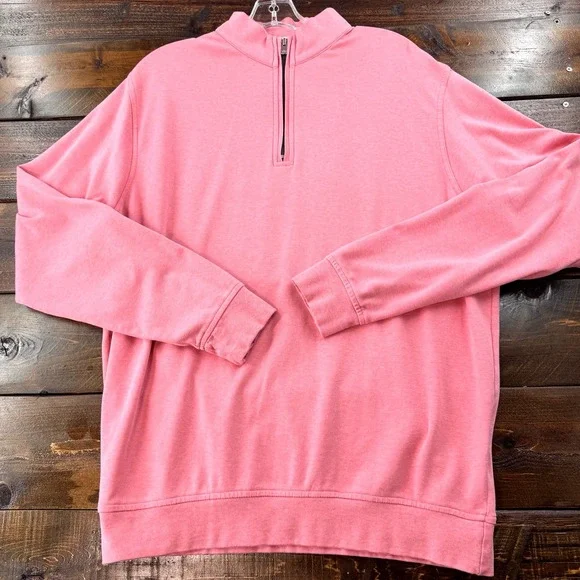 Peter Millar Seaside Wash Pique‎ 1/4 Zip Pullover Golf Men's Size Large Salmon - Picture 4 of 11